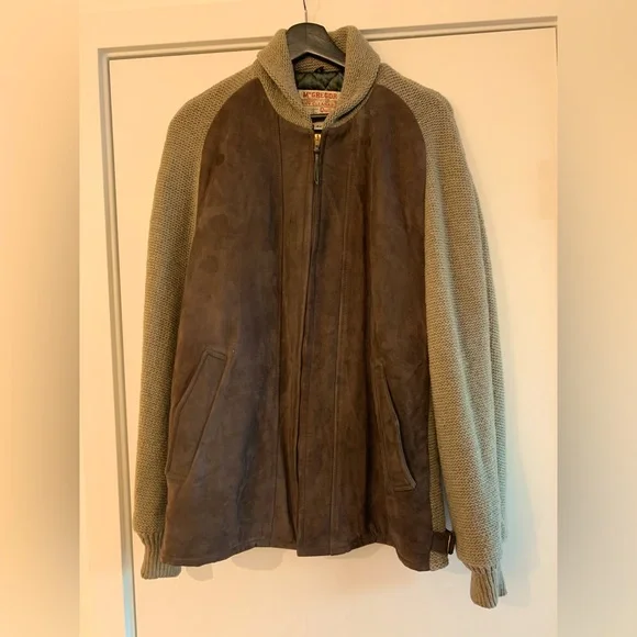 ジャケット・アウター McGREGOR SUEDE LEATHER PANEL KNIT JACKET McGREGOR QUILON - Made In USA] Vintage High Aging Suede x